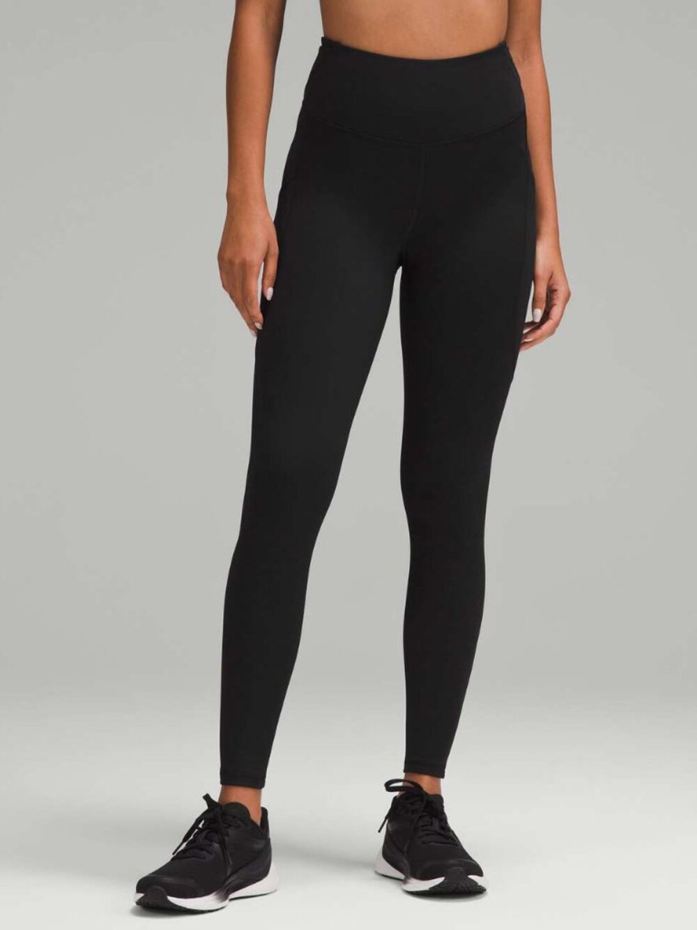 Lululemon Fast and Free High-Rise Fleece Tight 28" Women's 8 Black Pockets Warm